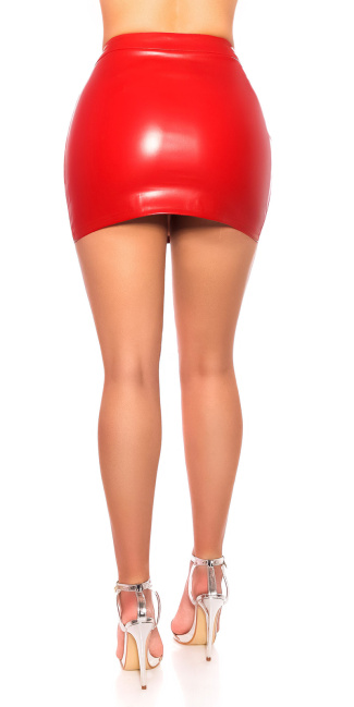Leatherlook Mini Skirt Red
